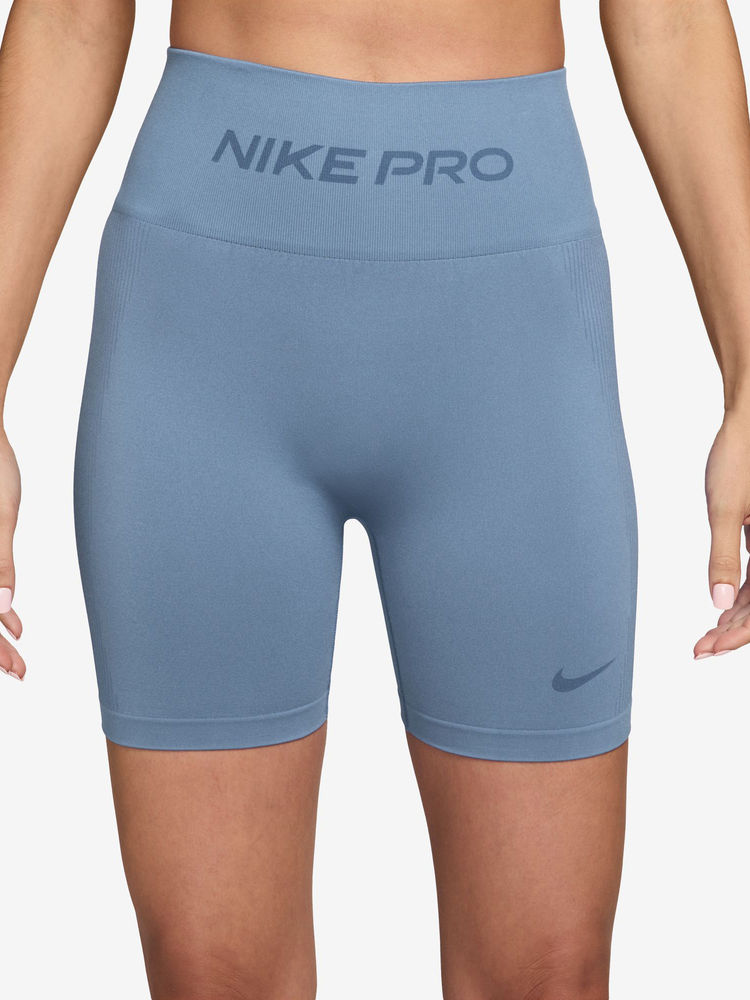 Nike Teal Solid Sportswear Seamless Women Shorts - IF1211-486-image-2