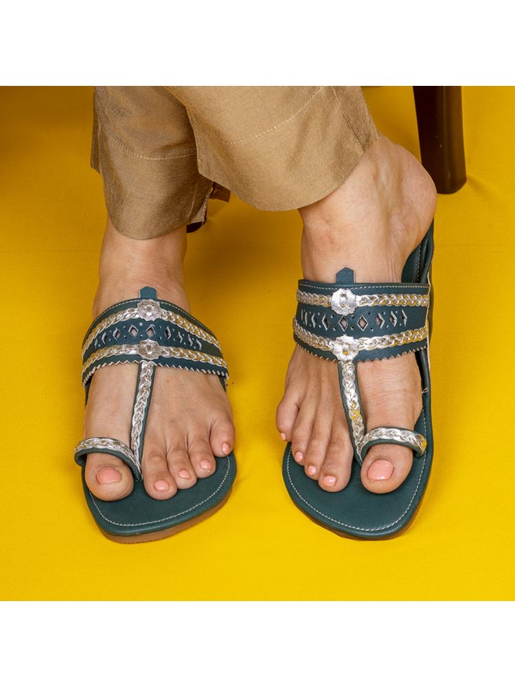 The Madras Trunk Dark Blue Kolhapuris-image-28