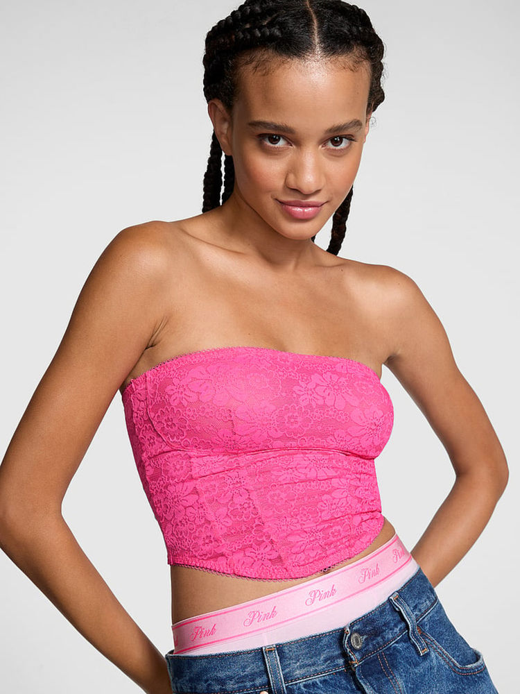 Victoria's Secret Pink The Cinched Lace Strapless Bralette (M)-image-23