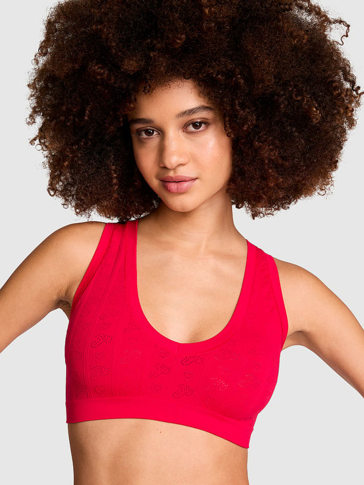 Victoria's Secret Pink Seamless Red Plunge Bralette-image-1