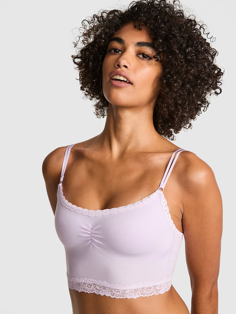 Victoria's Secret Pink Cotton Dorm Lightly Lined Purple Bralette-image-40