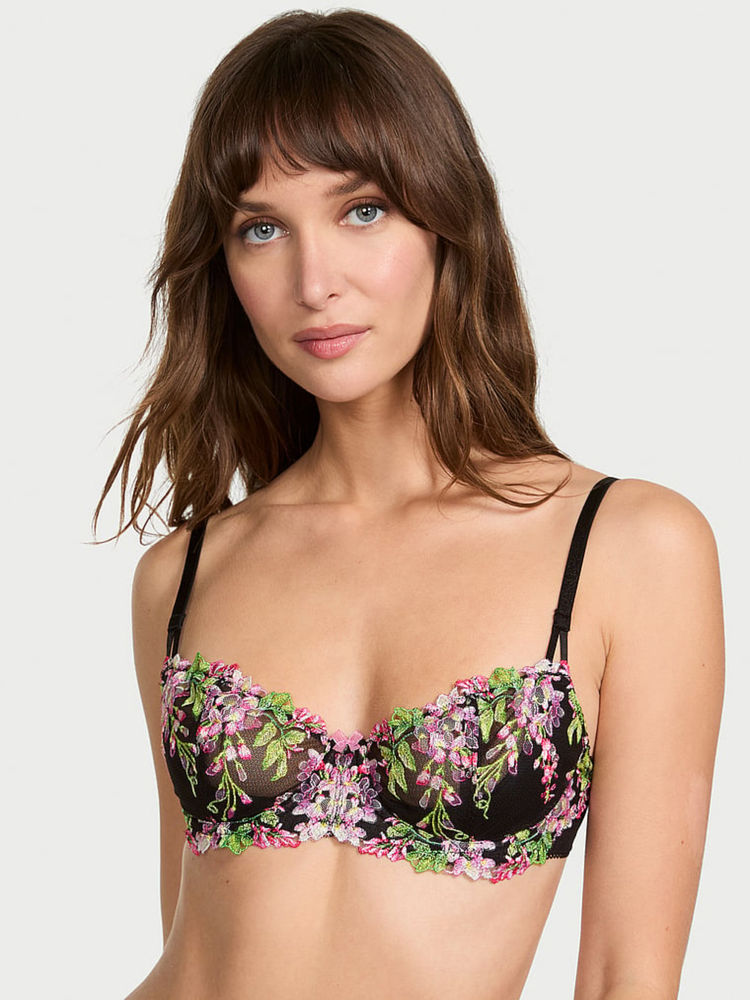 victoria's secret intimates Victoria's Secret Dream Angels Wicked Unlined Wisteria Embroidery Black Balconette Bra-picture-30