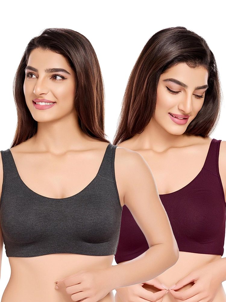 Juliet Womens Unlined Ease Non Padded Sports Bras (Pack of 2)-picture-30