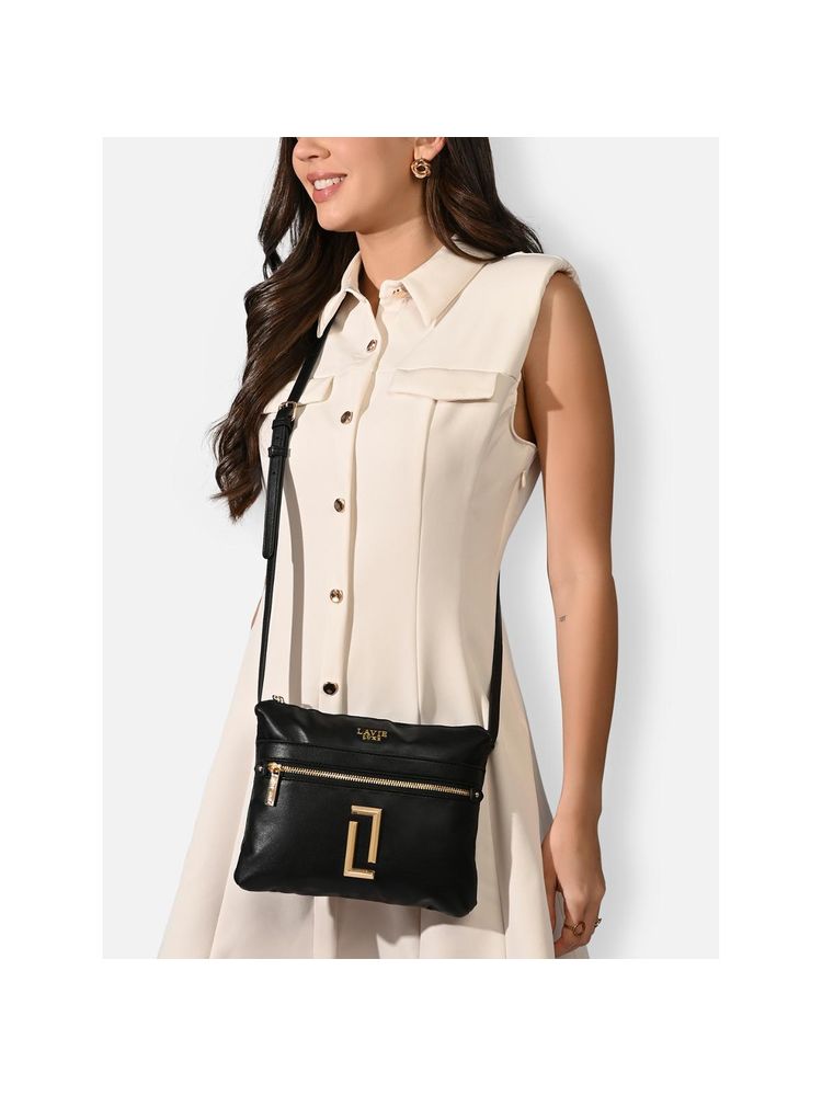 Lavie Luxe Women Black Quick25 Top Zip Sling Bag (S)-image-25