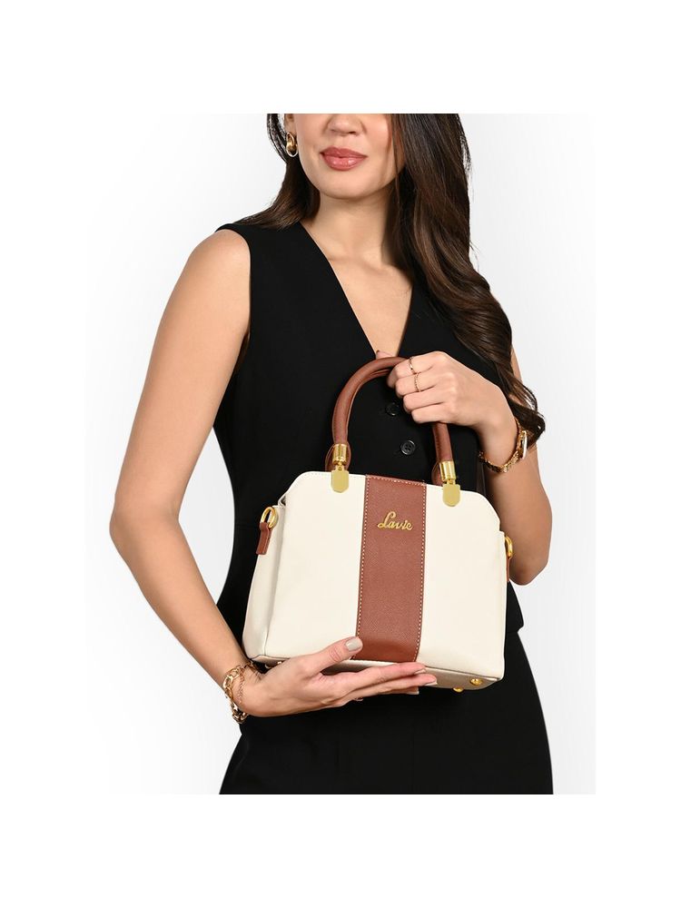 Lavie Women Off White Kristy Colourblock Satchel Bag with Detachable Strap (S)-picture-19