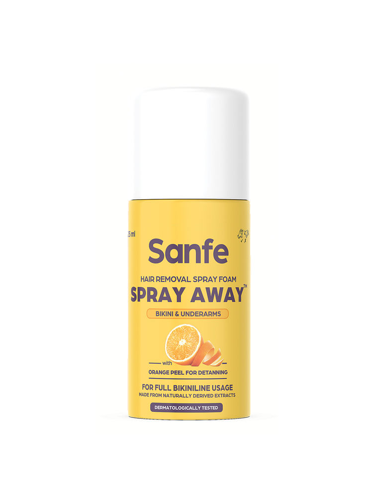 Sanfe Hair Removal Spray Foam Spray Away Bikini & Underarms With Orange Peel For Detanning