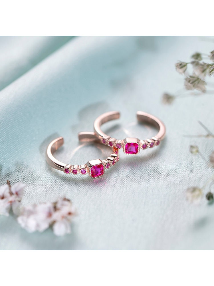 Zavya Glimmering Rose Gold Plated 925 Sterling Silver Toe Ring-picture-18