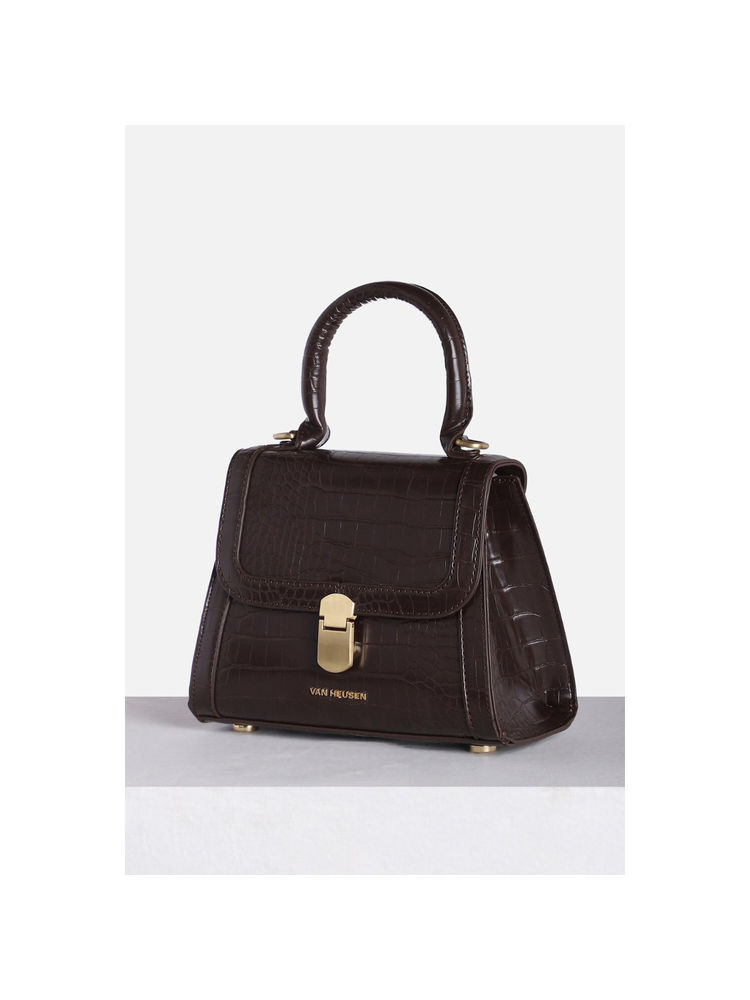 Van Heusen Women Brown Textured Casual Satchel-image-23