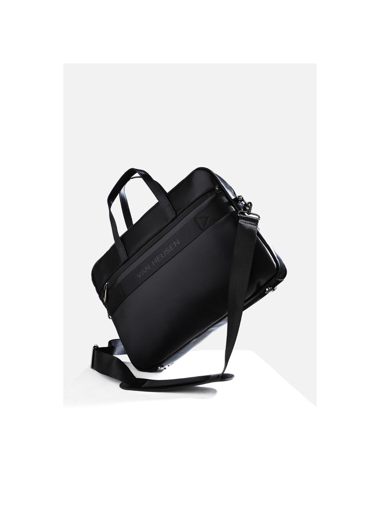 Van Heusen Women Black Textured Formal Laptop Bag-image-6