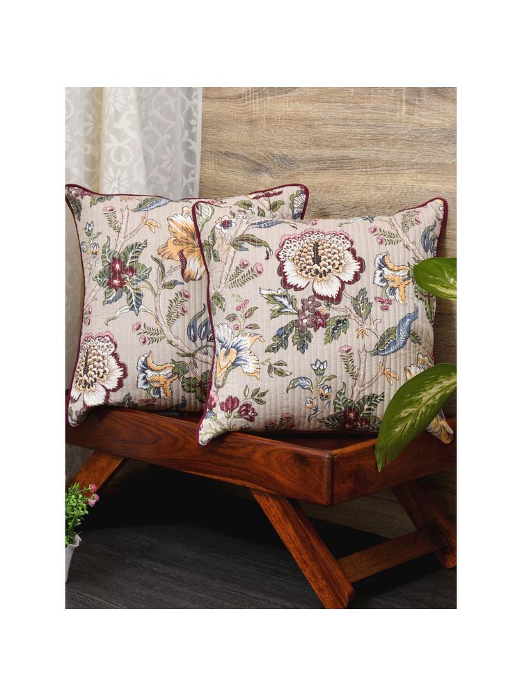 The Home Story Cushion Covers Set of 2 - 24 x 24 Inches - Multi Color Flowers-image-24
