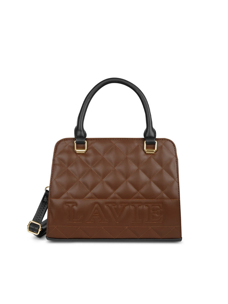 Lavie Quilt Joanna Brown Textured Satchel Bag with Detachable Strap