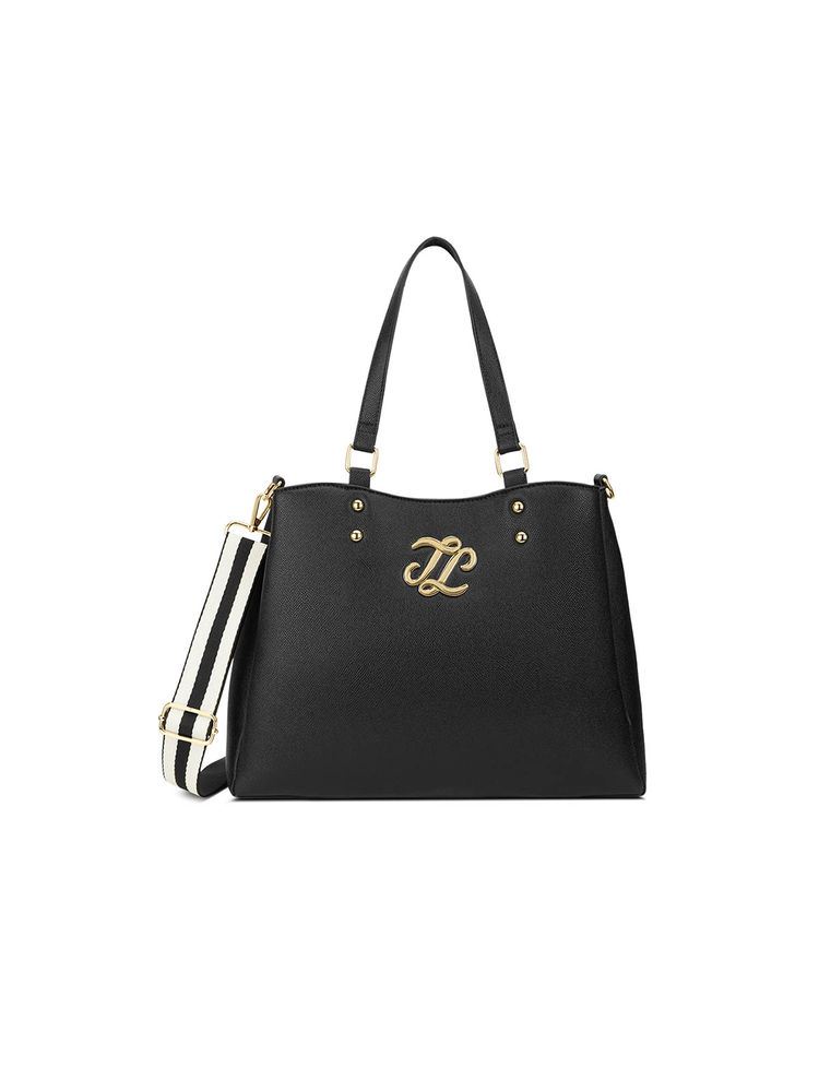 Lavie Signature Albany Black Solid Satchel Bag with Detachable Strap-picture-28
