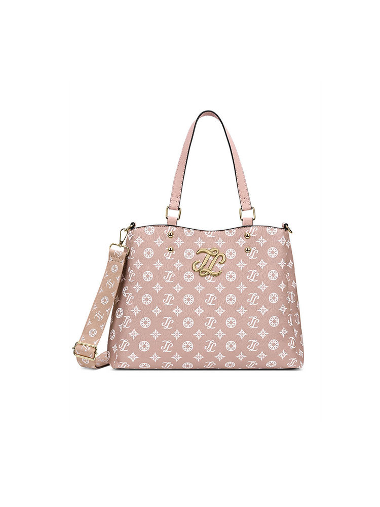 Lavie Signature Albany Pink Printed Satchel Bag with Detachable Strap-picture-37
