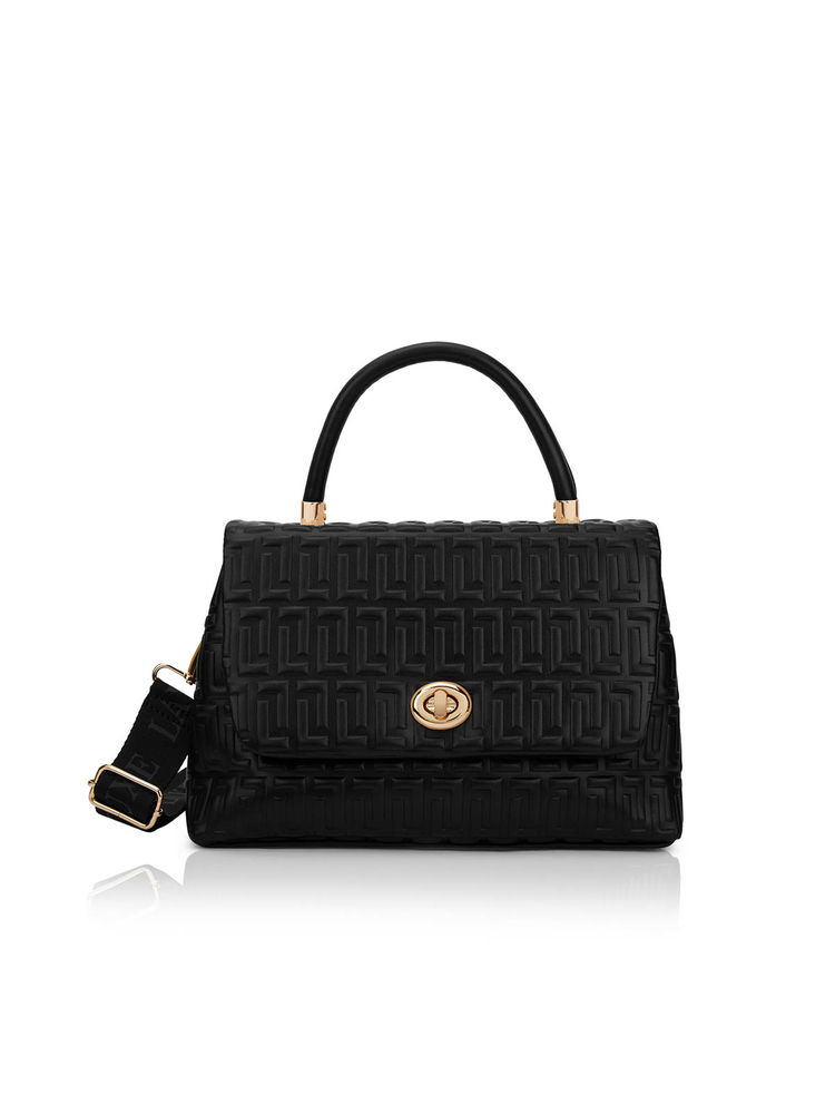Lavie Luxe Chaney Black Textured Satchel Bag with Detachable Strap-picture-21