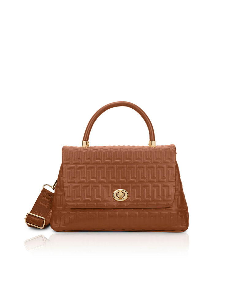 Lavie Luxe Chaney Tan Textured Satchel Bag with Detachable Strap-picture-16