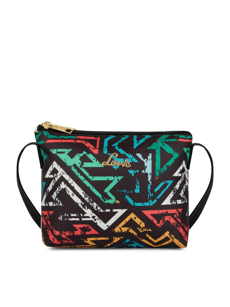 Lavie Tessie Stripe Black Polyester Printed Pouch-image-16