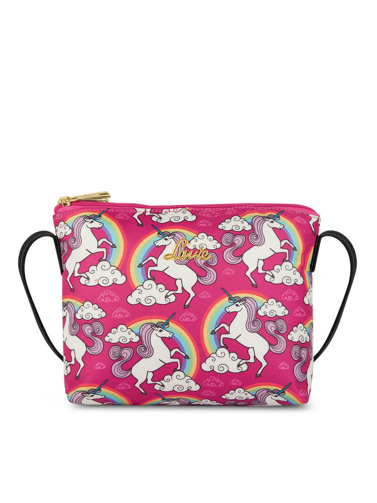Lavie Tessie Unicorn Pink Polyester Printed Pouch-picture-32