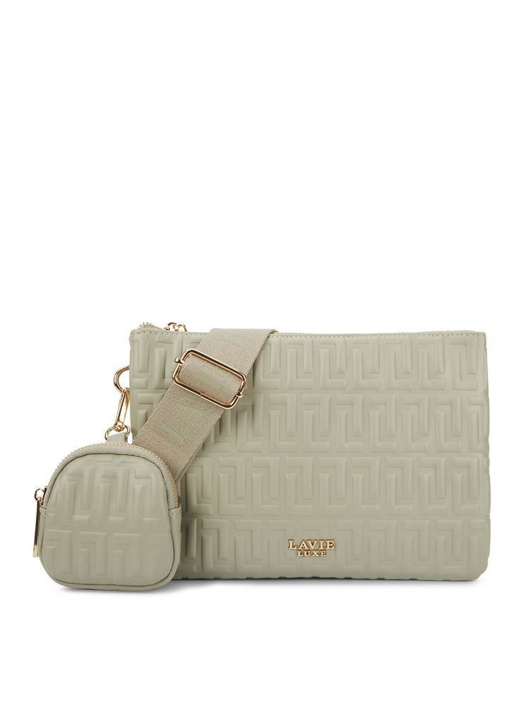 Lavie Luxe Emilan Green Textured Sling Bag with Pouch-image-30