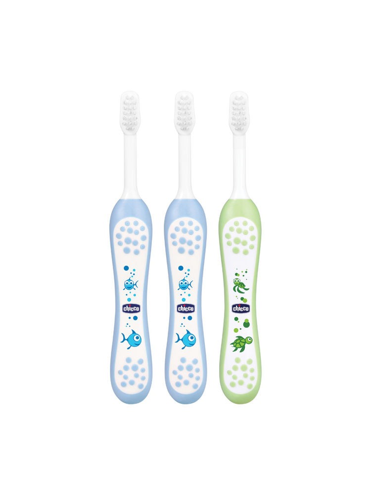 Chicco Toothbrush 6-36M Blue & Green - Pack Of 3