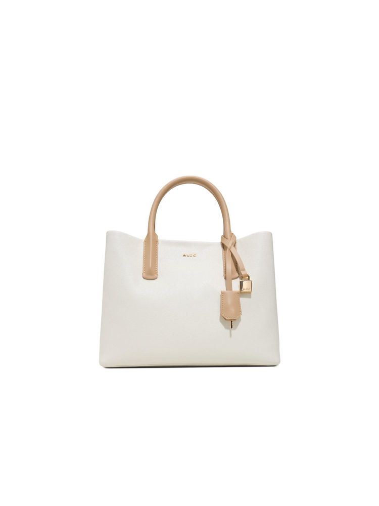 Aldo LIVIIEA White Women Satchel Bag With Detachable Strap & Charm-picture-12
