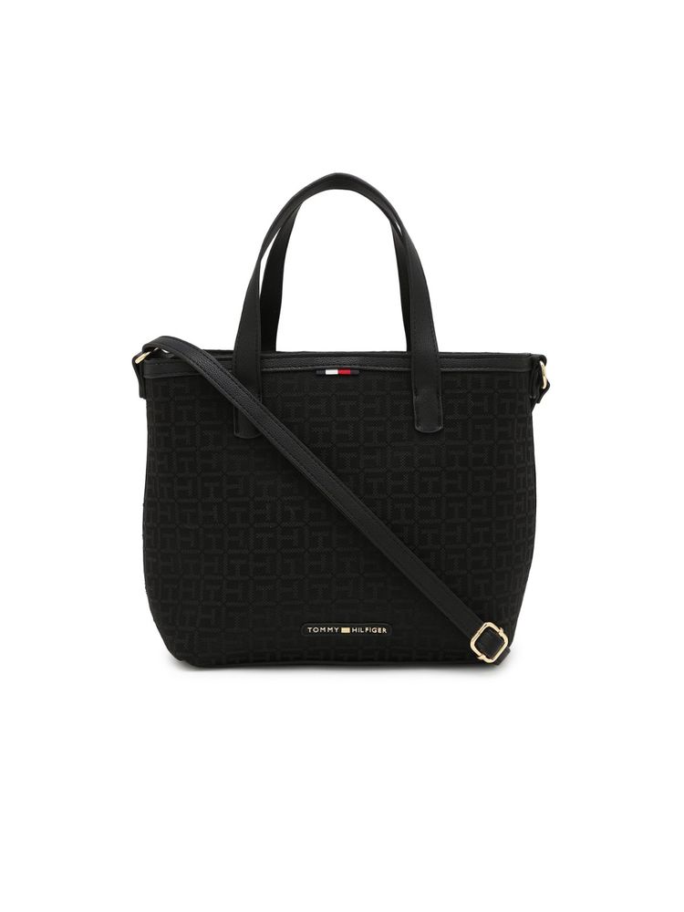 Tommy Hilfiger Women Textured Black Handbag-image-49