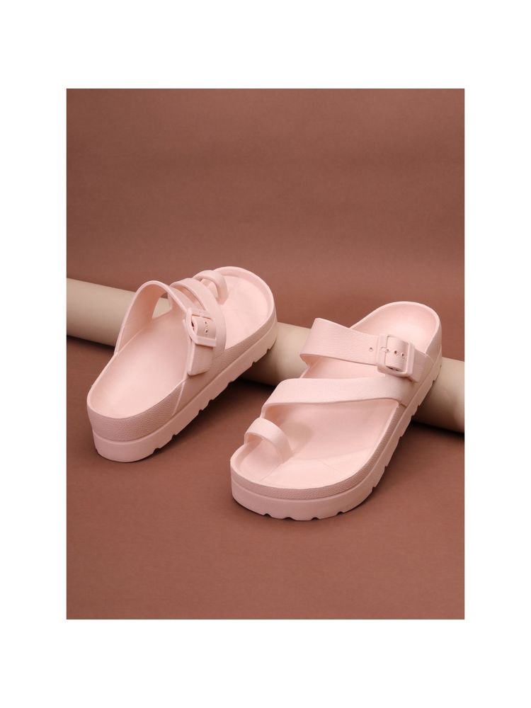 Truffle Collection Pink Solid Sandals-image-18