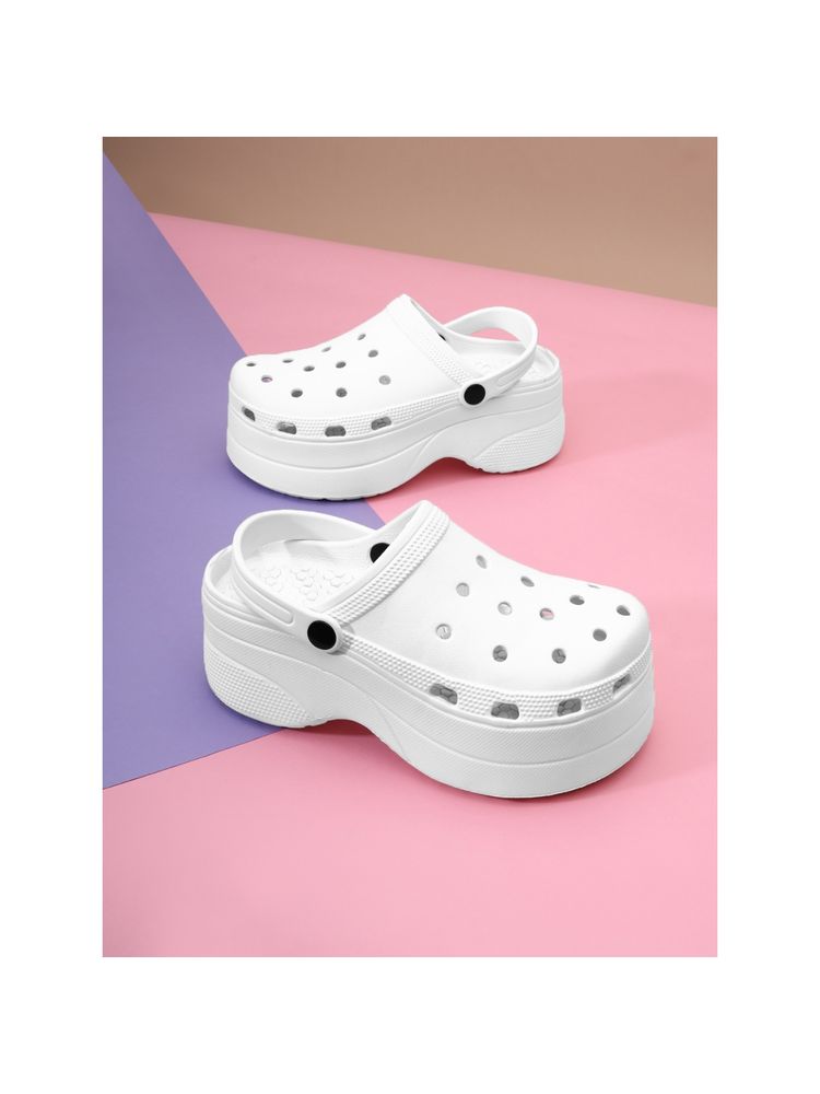 Truffle Collection White Solid Clogs