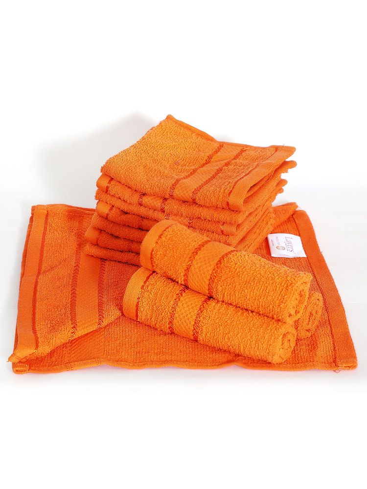 Layers Everfresh Cotton 380 GSM Orange Face Towels - Orange (Pack of 12)-image-22
