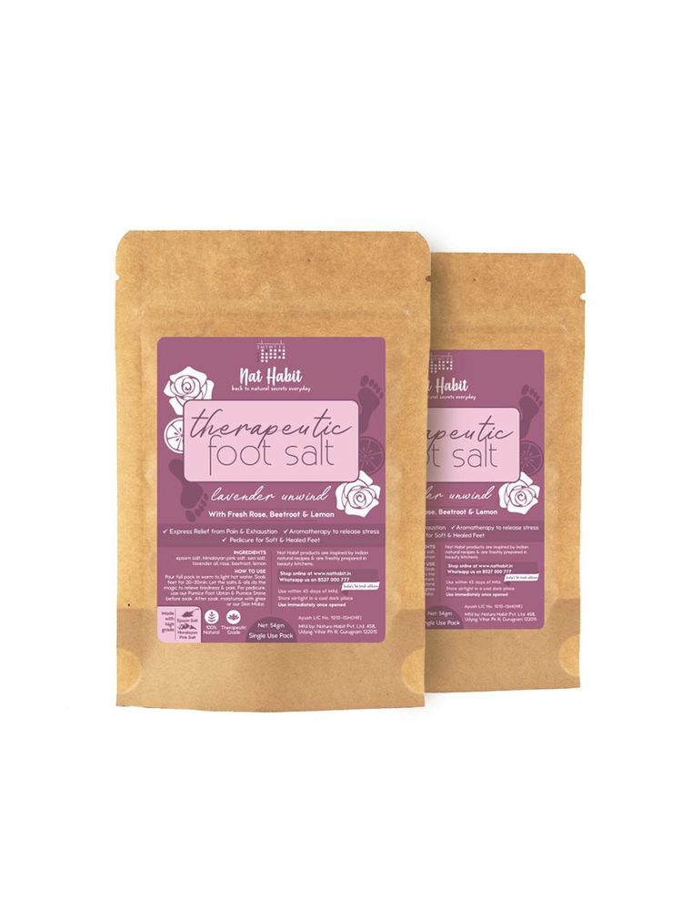 Nat Habit Lavender Therapeutic Foot Salt with Rose, Beetroot & Lemon Spa, Pain Relief & Aromatherapy