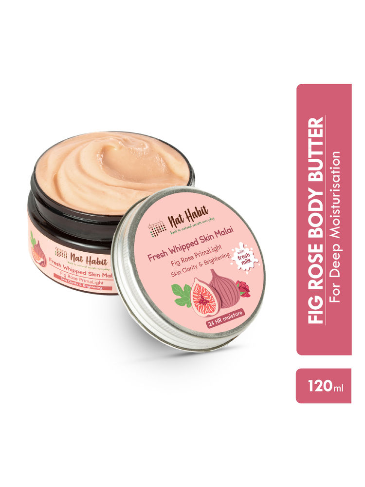 Nat Habit Fig Rose Primalight Skin Malai Body Butter for Skin Brightening 24 HR Moisture