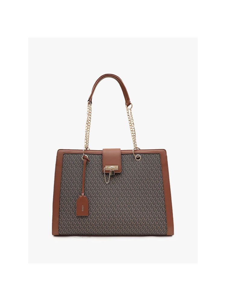 Kazo Brown Sia Signature Tote Bag (L)-image-8