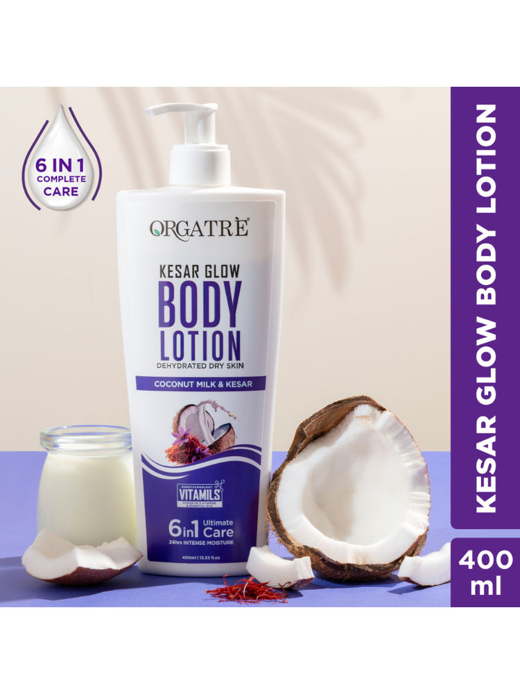 Orgatre Body Lotion Dry Skin 6In1 Care Vit-E, Kesar For 24H Intense Nourished & Smooth & Glow Skin-picture-8