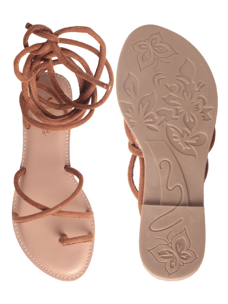 GNIST Wrap Around Ankle Brown Sandal