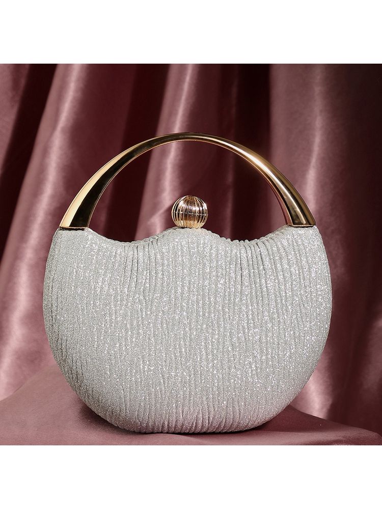 Haute Sauce Silver Textured Vegan Leather Hand Bag-picture-28