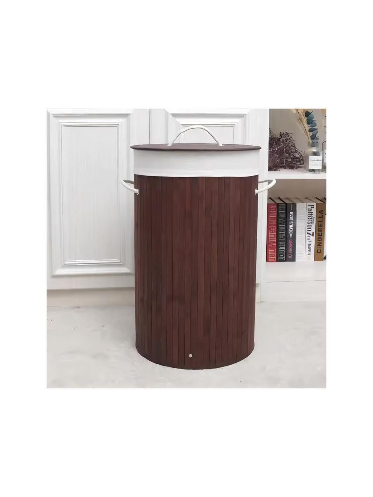 Mush Dark Brown Bamboo Laundry Basket-image-17