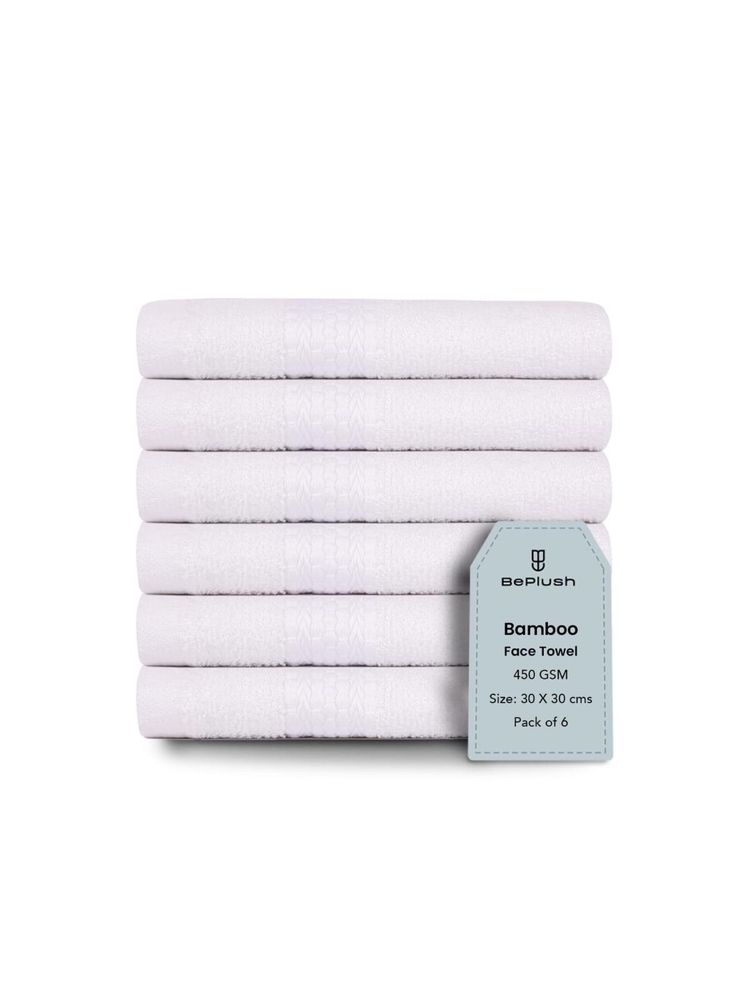 Mush White 450 Gsm Bamboo Face Towels (Pack Of 6)-picture-10