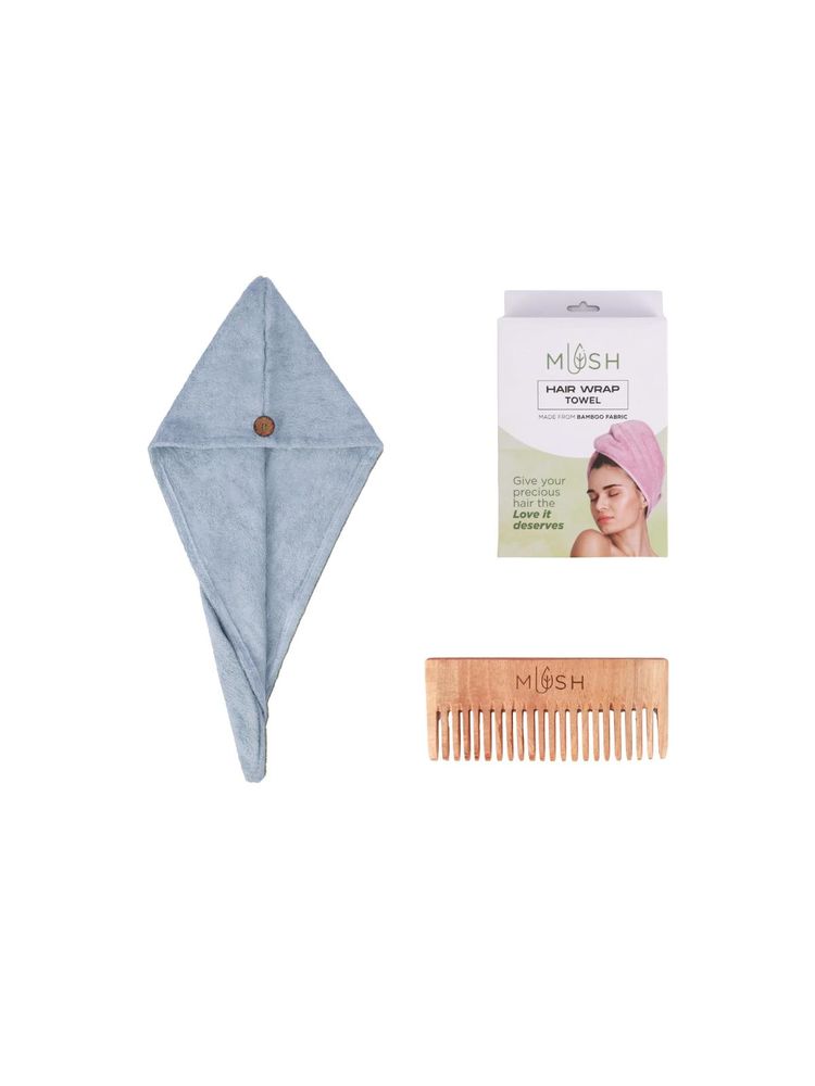 Mush Grey Bamboo Hair Towel Wrap & Comb-picture-17