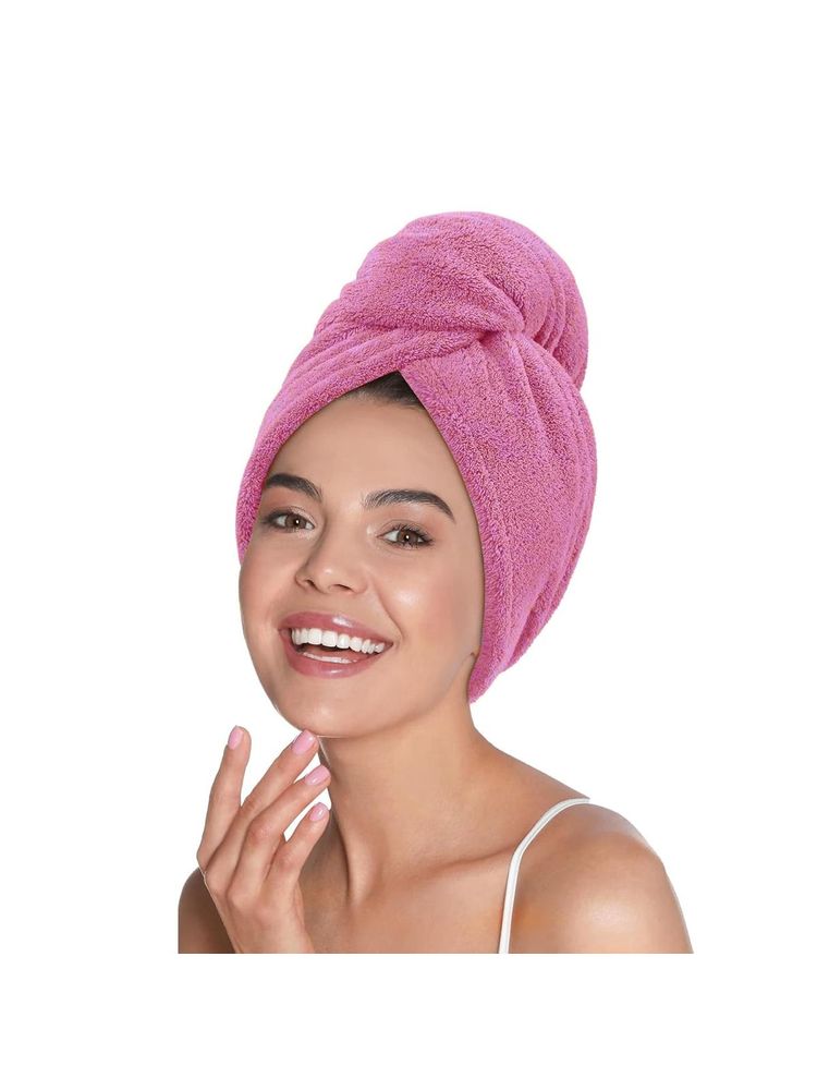 Mush Pink Bamboo Ultra Soft & Absorbent Hair Wrap Towel-image-45