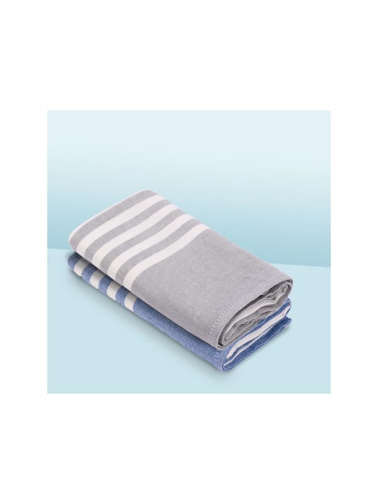 Mush Grey & Blue Bamboo 250 Gsm Turkish Hand Towels (Set Of 2)-image-13