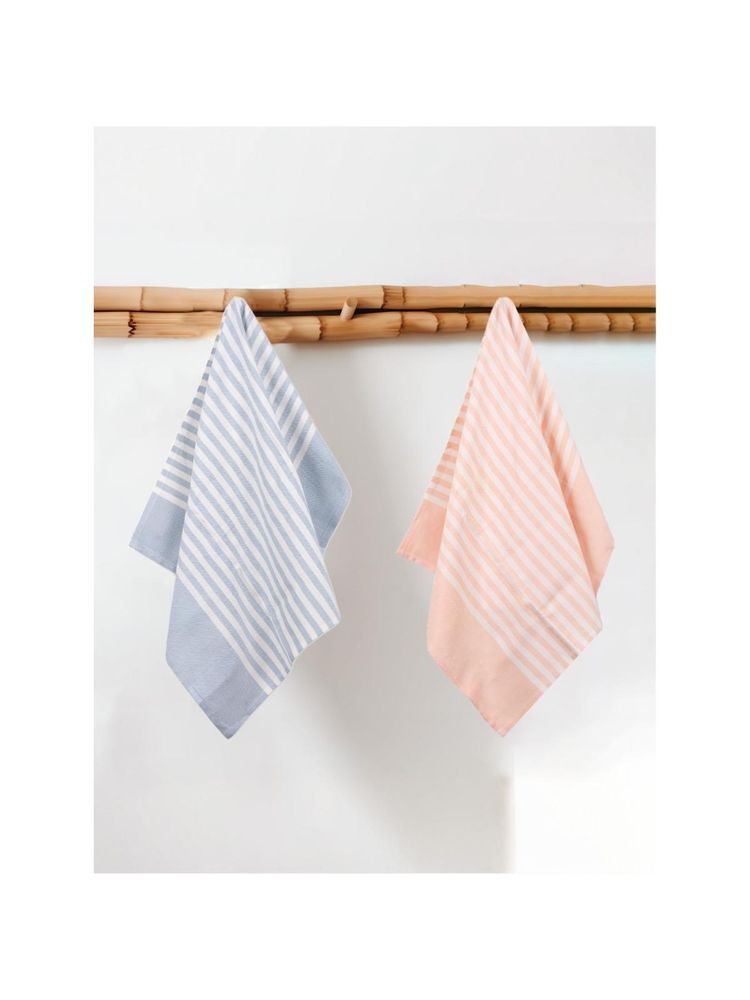 Mush Peach & Blue Bamboo 250 Gsm Turkish Hand Towels (Set Of 2)-image-29