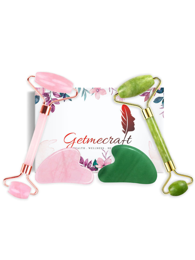 Getmecraft Rose Quartz Face Roller And Gua Sha Set With Jade Face Roller And Gua Sha Set-image-32