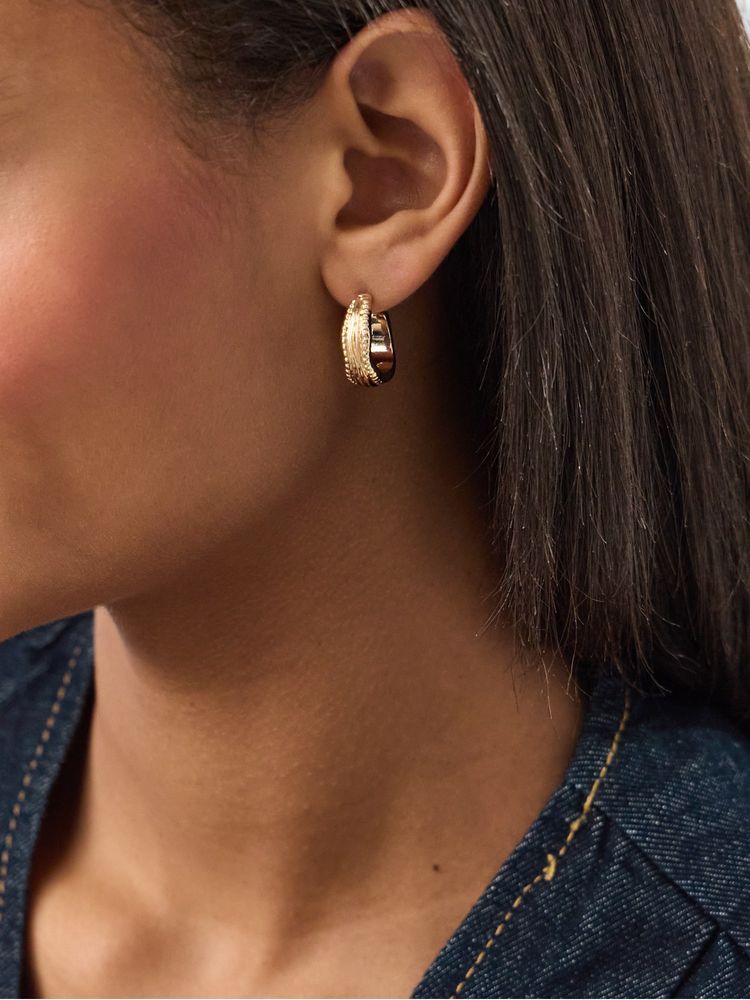 Accessorize London Women's Mini Molten Texture Hoop Earrings-picture-17