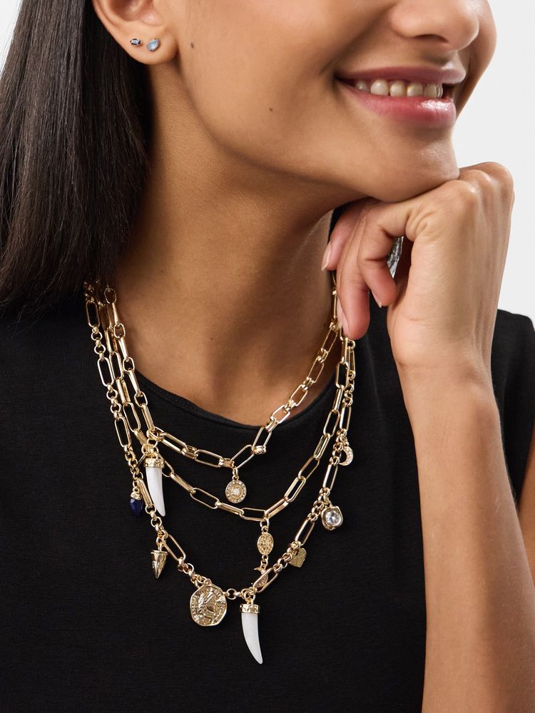 Accessorize London Women's Charm Paper Clip Layered Necklace-picture-23