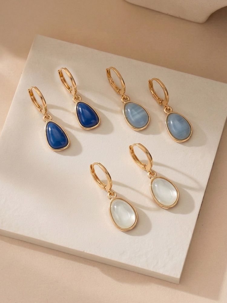 Accessorize London Women's Mother of Pearl Stone Huggie Hoop Earrings (Pack of 3)-picture-23