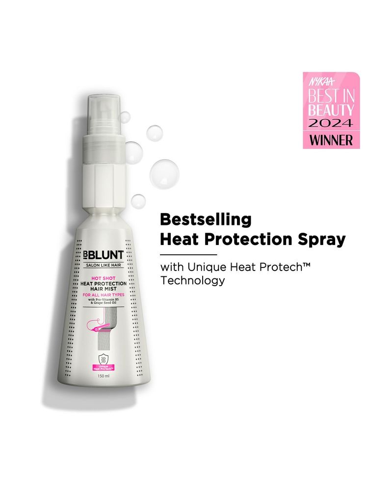 BBLUNT Hot Shot Heat Protection Hair Mist with Grape Seed Oil & Provitamin-B5 To Prevent Damage