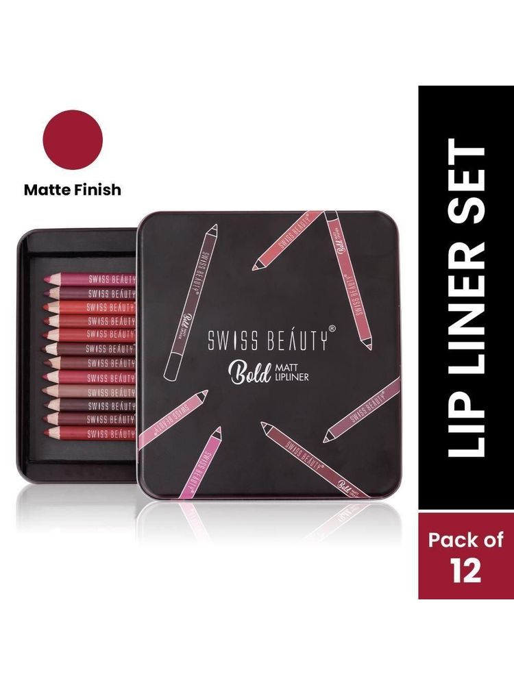 Swiss Beauty Bold Matt Lip Liner Multicolour - Pack of 12