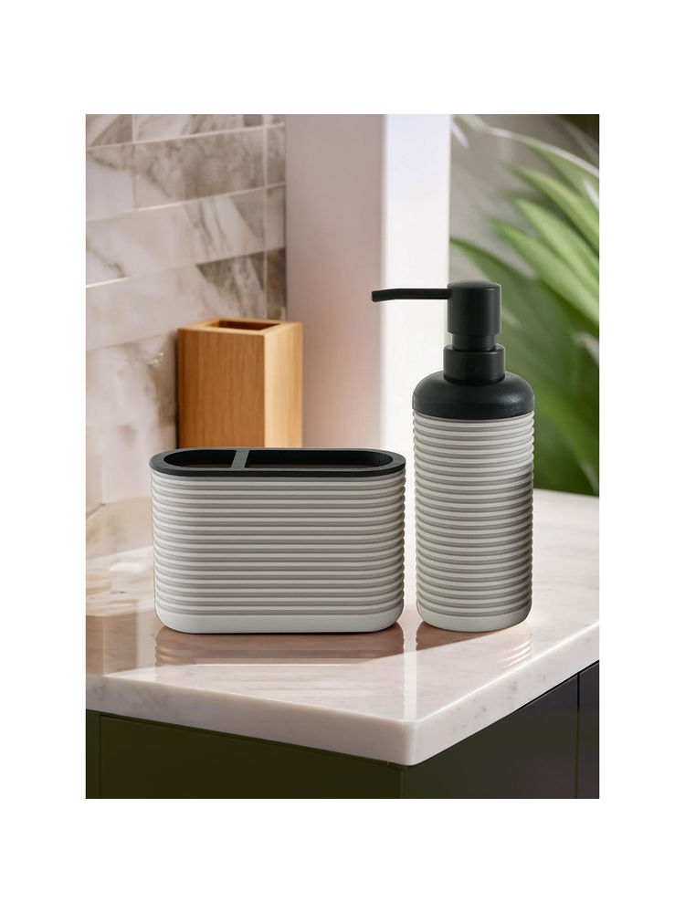 UMAI Toothbrush Holder & Soap Dispenser Set, Grey (Set of 2)-image-6