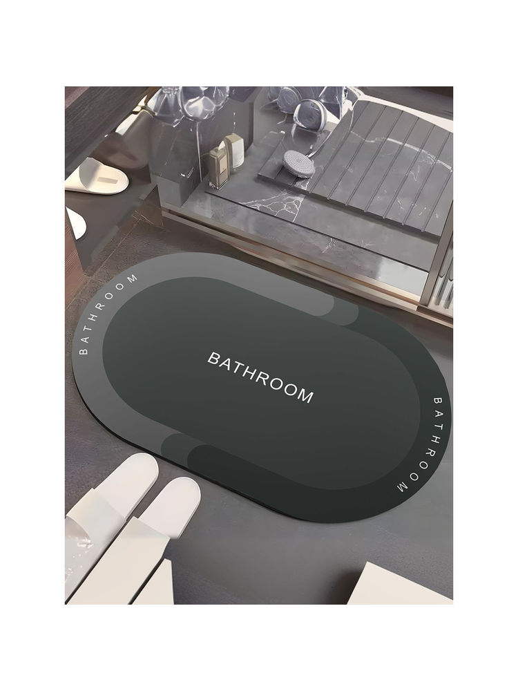 UMAI Oval Bathroom Mat Soft Anti Skid Non Woven Non-Slip Dark Grey-picture-16