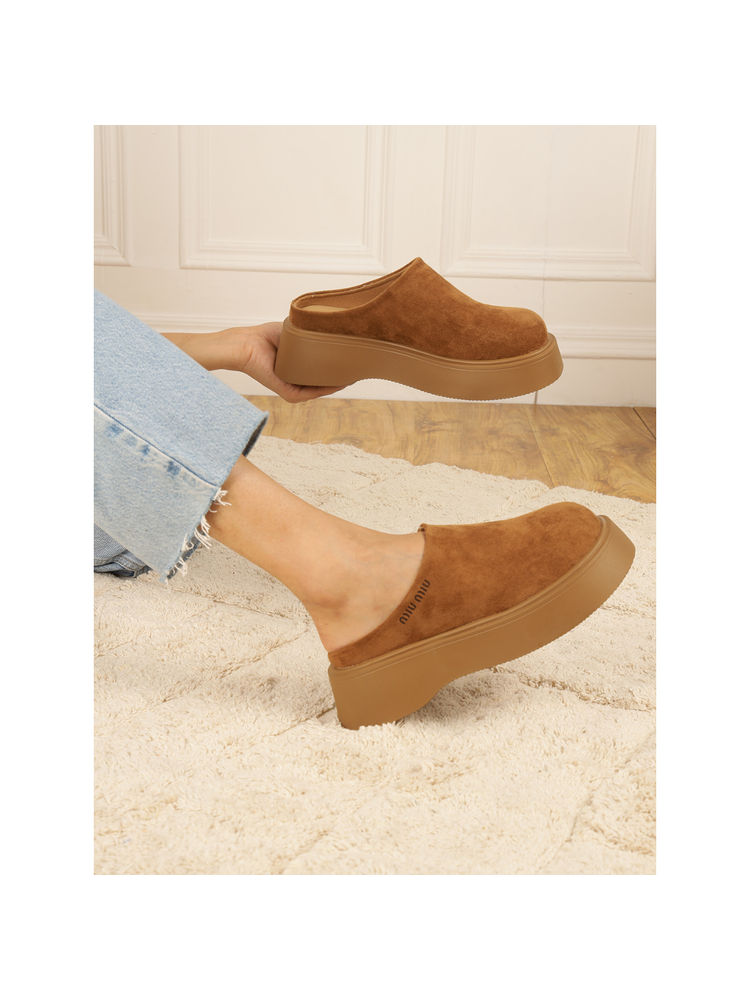 Truffle Collection Women Tan Solid Platform Loafers-picture-17