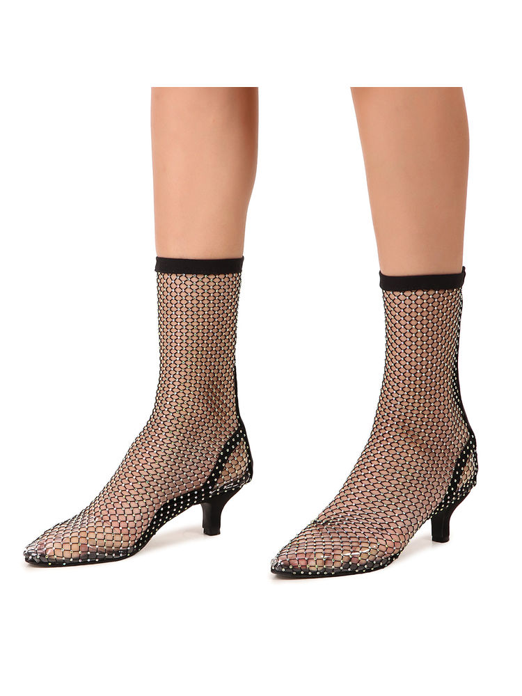 Zori World Glitz -embellished Black Ankle Boots With Kitten Heels-picture-26